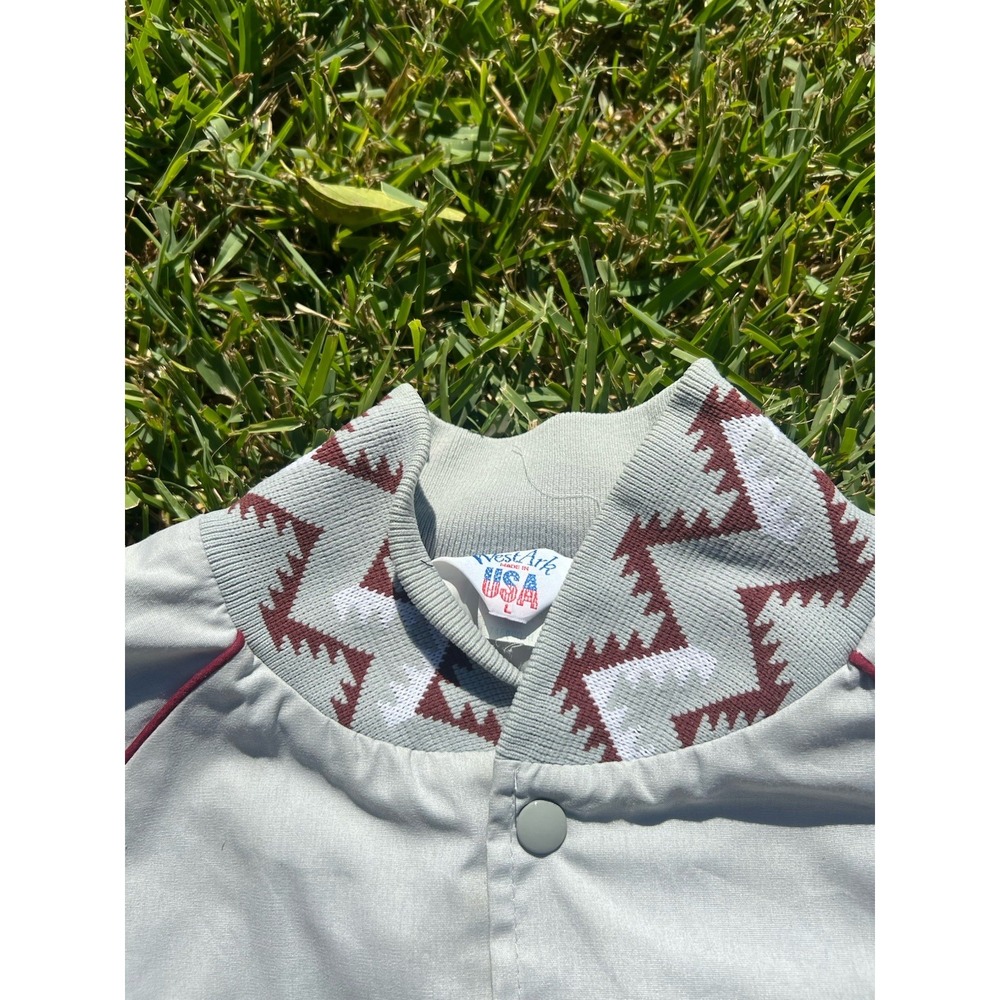 Vintage Weastern Aztec Bomber Jacket Snap Button Mens Large - Picture 2 of 6